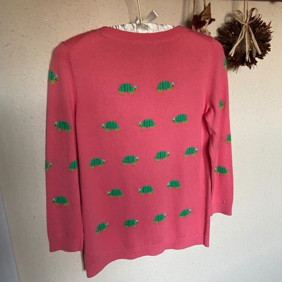 Talbots NWOT Cotton Sweater, Beaded turtles, XS, salmon - Picture 3 of 6